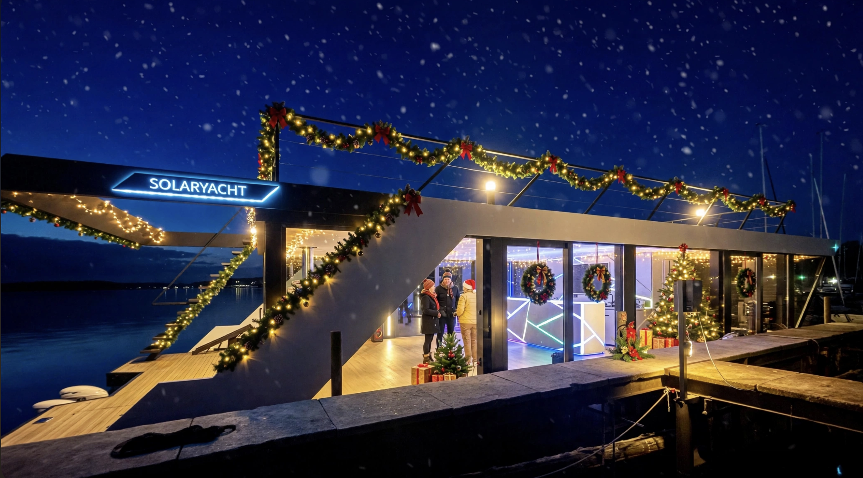 Weihnachtsfeier auf einem Boot in Berlin