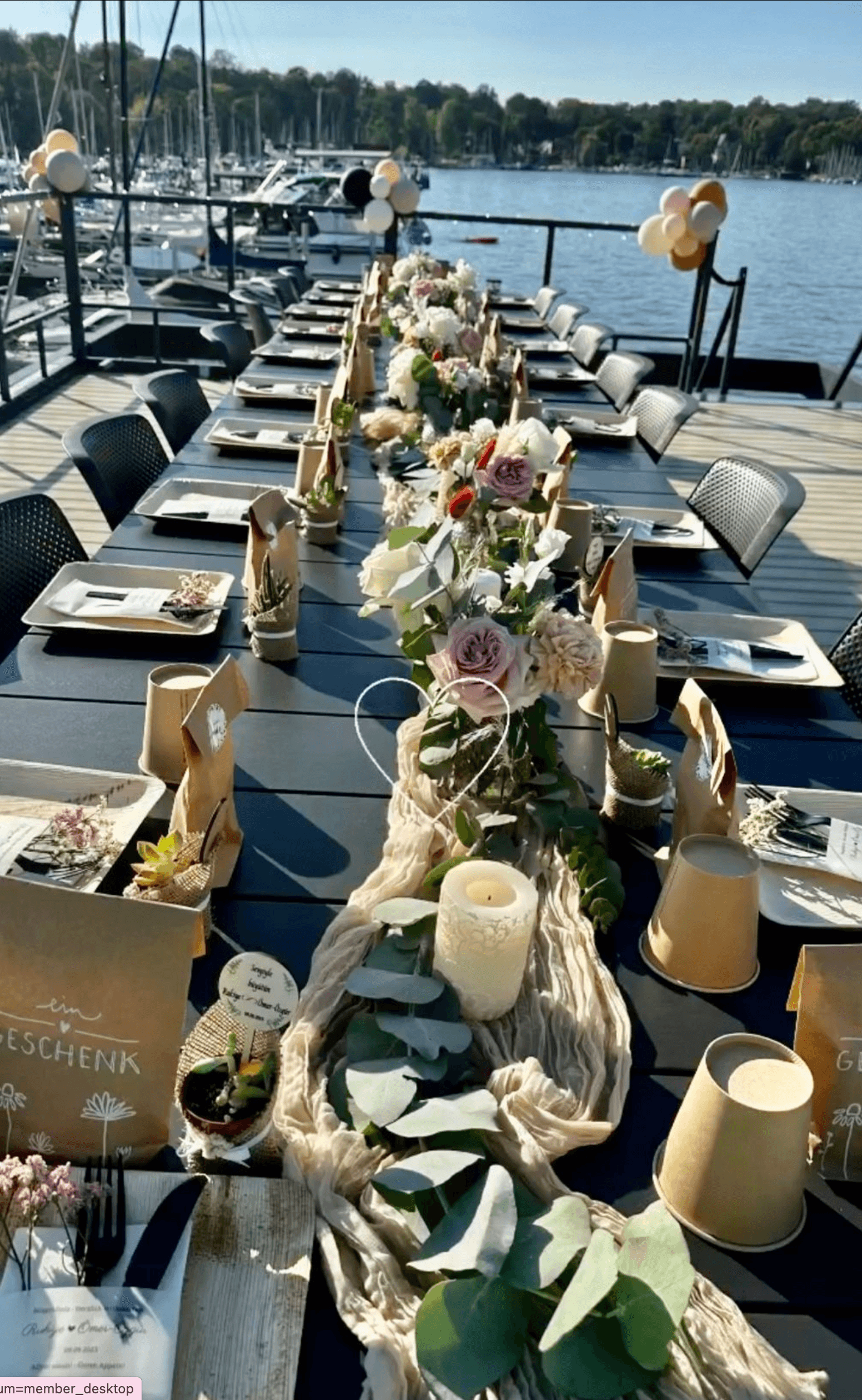 Hochzeitstisch auf Deck